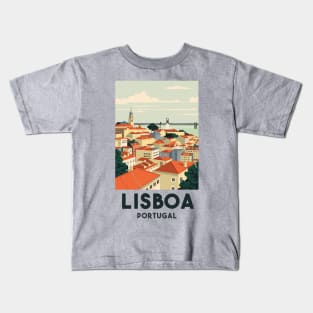 A Vintage Travel Art of Lisbon - Portugal Kids T-Shirt